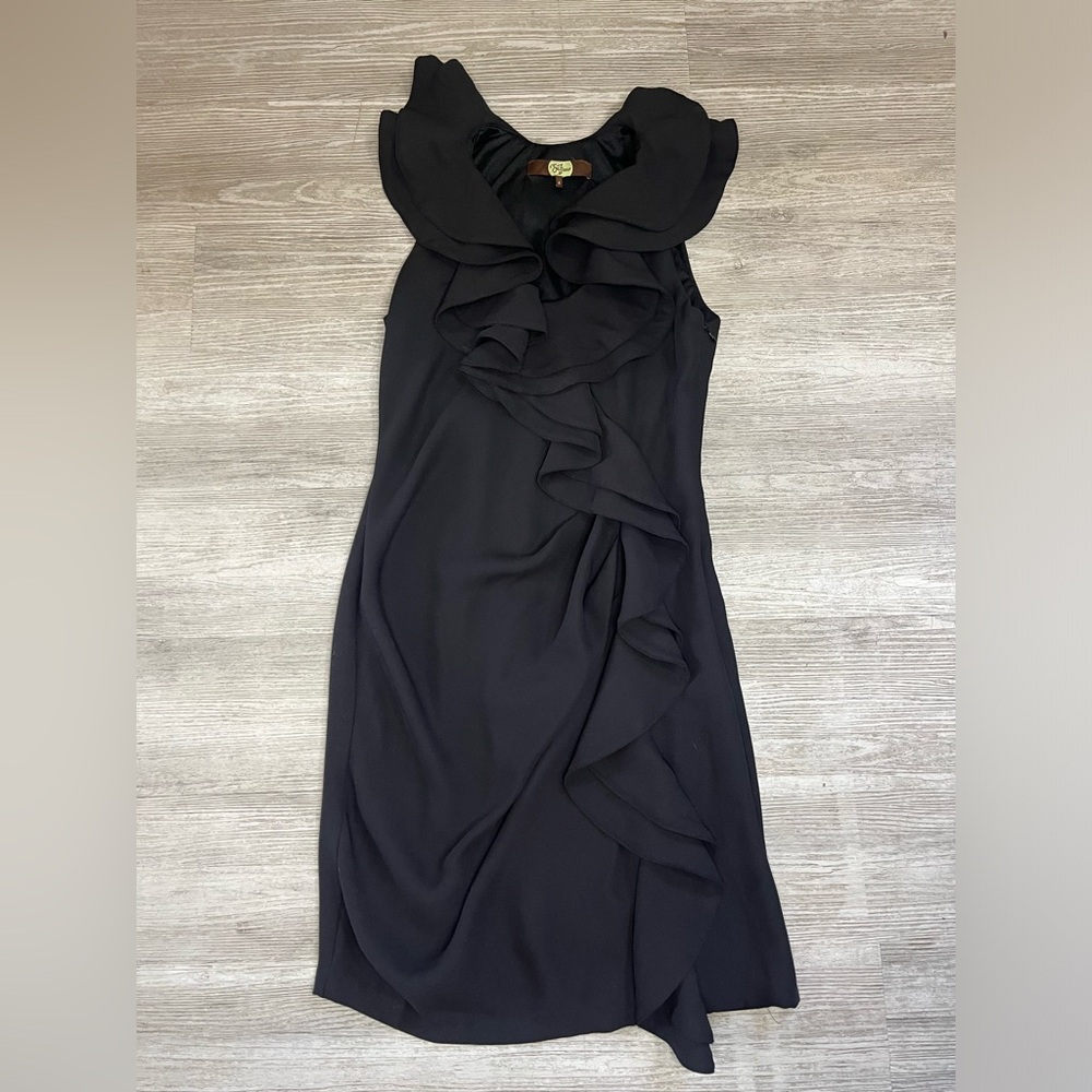 Anthropology Eva Franco Black Ruffle Dress sleeveless size 4 Y2K Cocktail